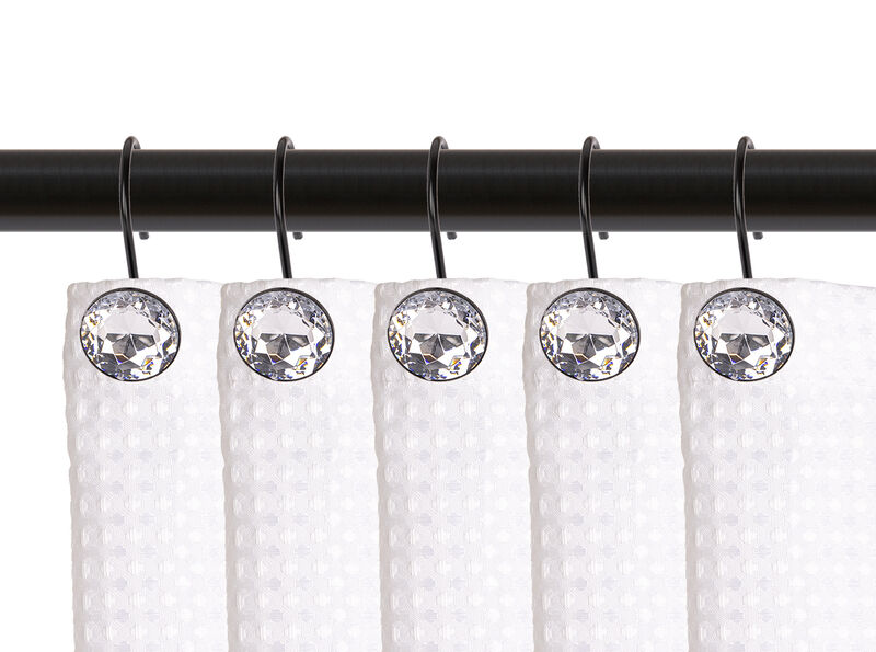 Utopia Alley Rust-Resistant Metal Shower Curtain Hooks with Large Crystal, Set of 12 image number 1