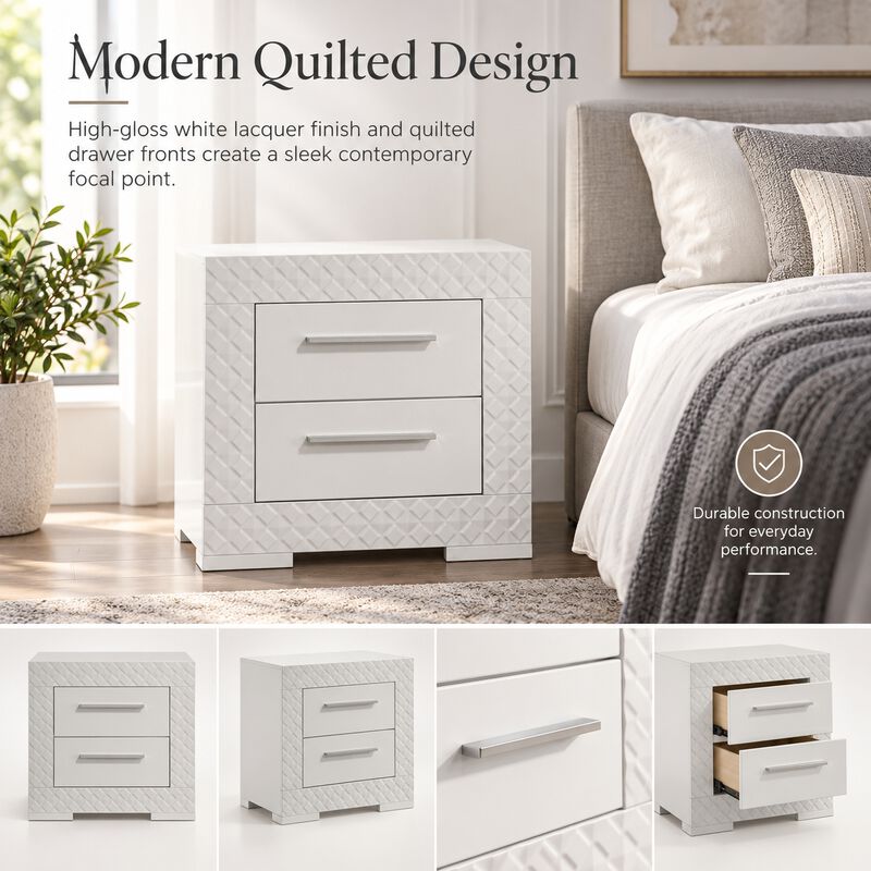 Carravessa Quilted 2-Drawer Nightstand image number 3
