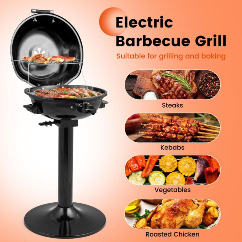 Hivvago 1600W Portable Electric BBQ Grill with Removable Non-Stick Warming Rack