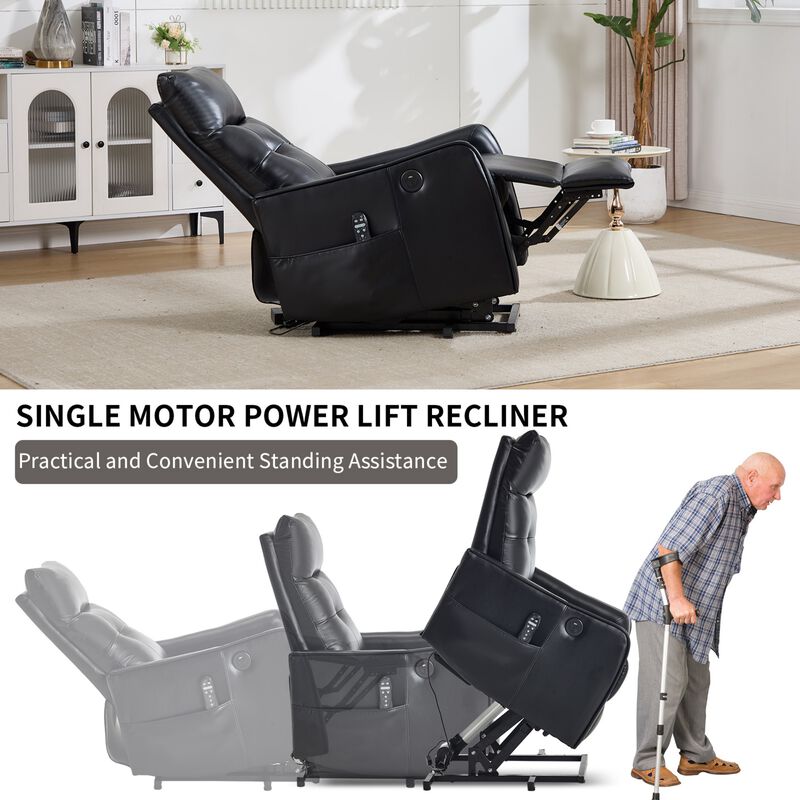 Faux Leather Power Lift Recliner Chair 155&deg; Recliner with Massage Heat & USB image number 6