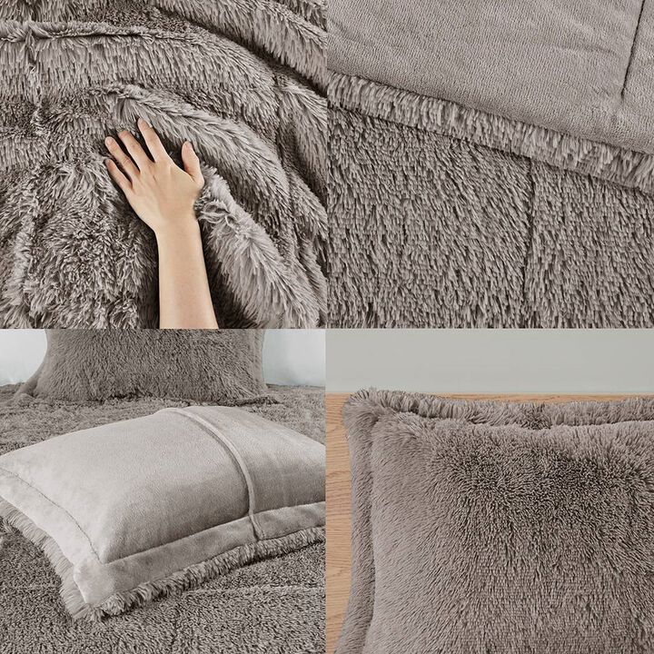 Soft Sherpa Faux Fur 3-Piece Comforter Set with Shams