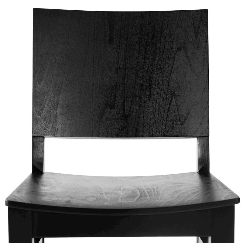 Flash Furniture Naples Solid Wood Dining Chair with Curved Backrest and Black Finish image number 3