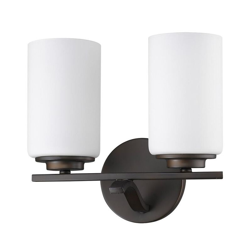 Hivvago Two Light Bronze and Glass Wall Sconce