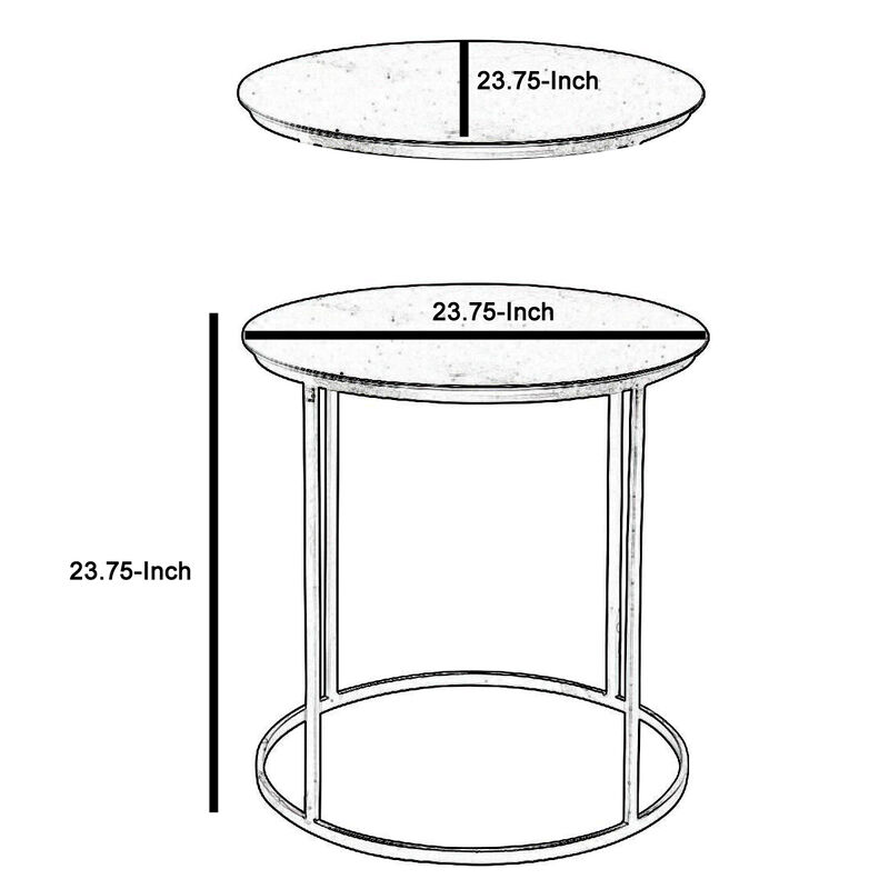Round Metal Frame Side Table with Tubular Legs, Black