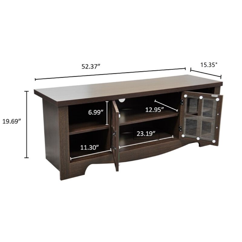 52.37 in. Wood TV Stand with 1 Glass-fronted Storage Cabinets Fits TV's up to 60 in.