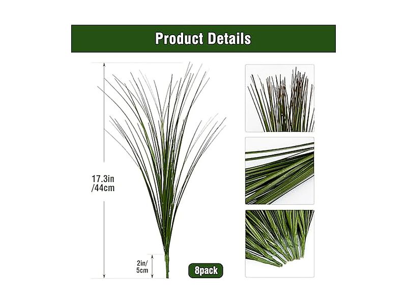 8 Pack 17 Inch Artificial Plants Wheat Grass Greenery Plastic Outdoor Decor image number 2