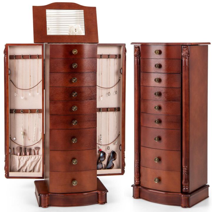 Hivvago Large Wooden Jewelry Storage Box Organizer