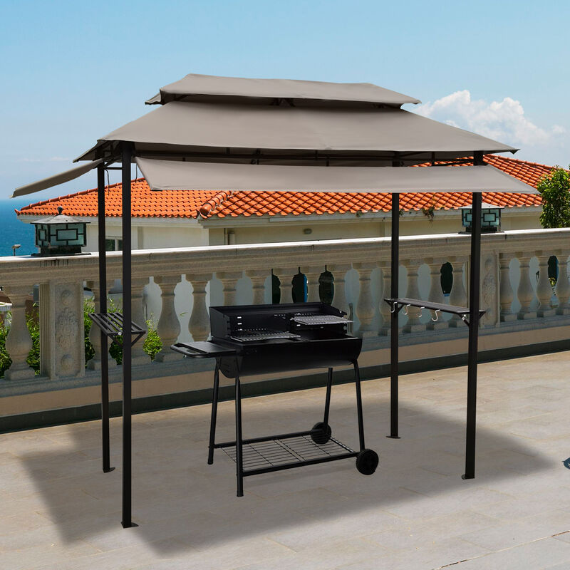 Streamdale 8x4ft Metal Grill Gazebo with Soft Top Steel Frame Hooks and Bar Counters image number 1