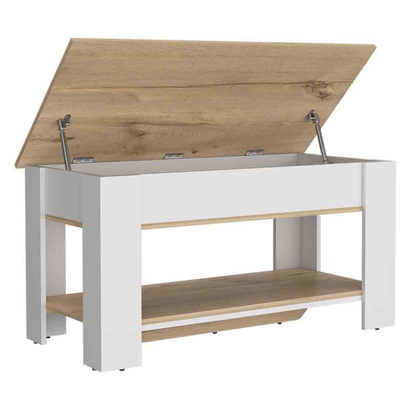 Storage Table Polgon, Living Room, Light Oak / White