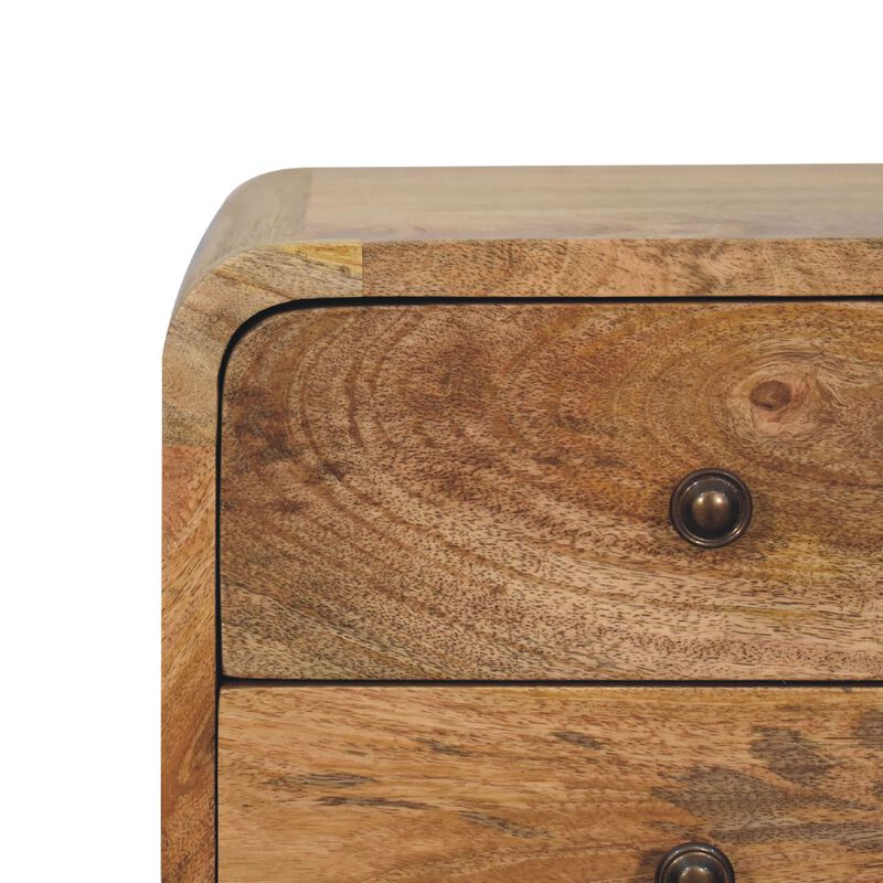 Mini Oak-ish Curved 2 Drawer Nightstand