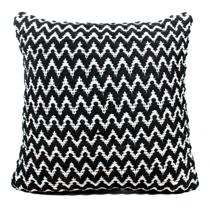 20" White and Black Chevron Square Throw Pillow