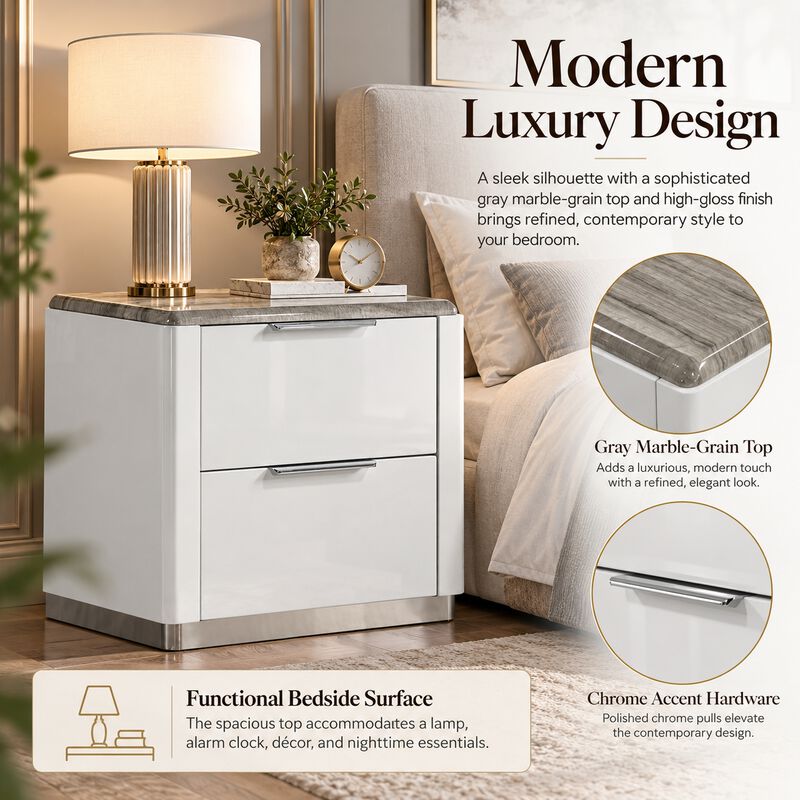 Orlissiq Marble-Top Nightstand image number 3