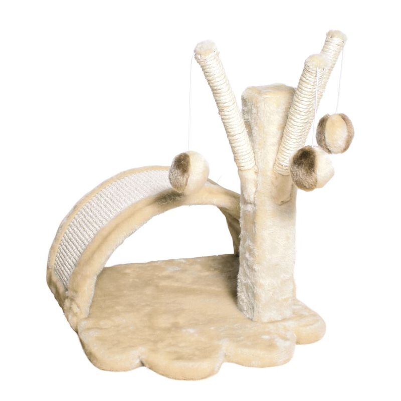 TRIXIE Tavira Plush & Sisal Kitten Scratching Pad and Toy Tree, Beige image number 0