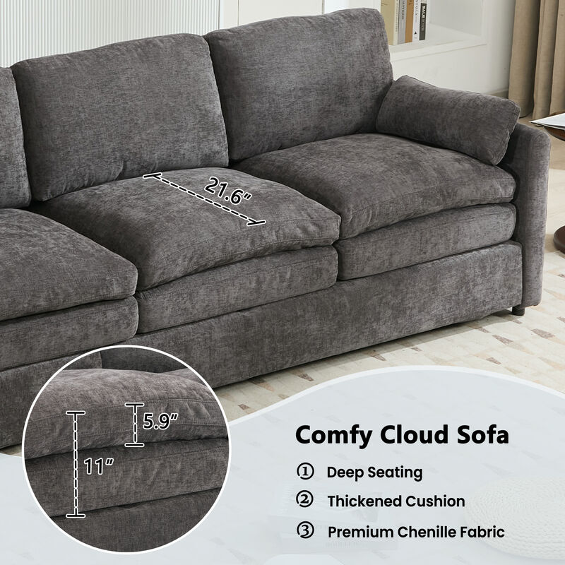Whisen 89" Cozy 3-seater Sofa, Oversized Comfy Cloud Sofa, Double Cushion 3-seater Sofa image number 6