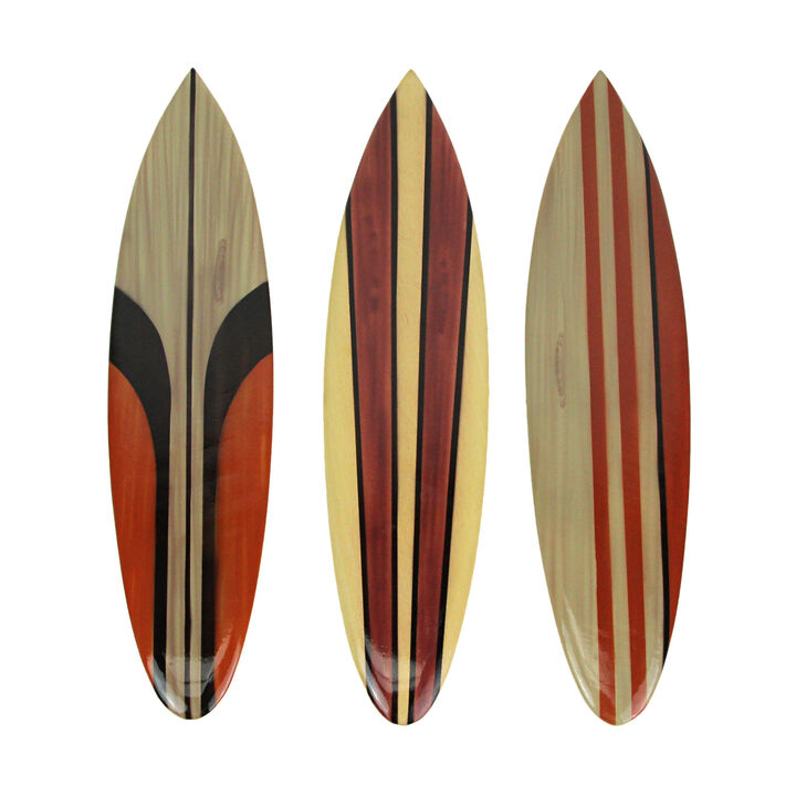 16 In Hand Carved Painted Wooden Surfboard Wall Hanging Decor Beach Art Set of 3