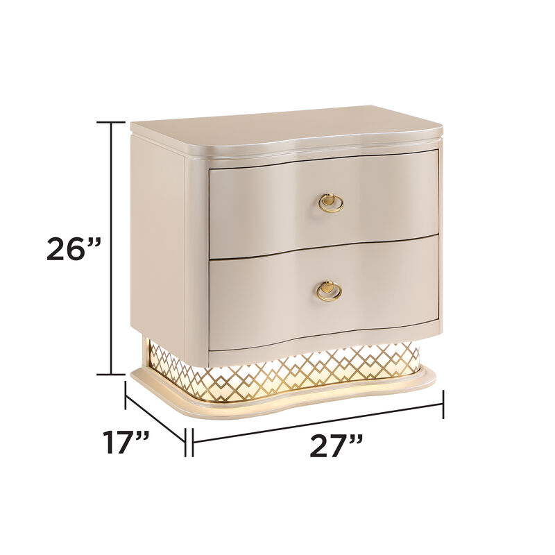 Caspique Curved 2-Drawer LED Nightstand image number 2