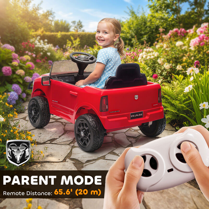BreeBe 12V Kids Ride on Car, Licensed Dodge RAM 3500 Ride on Toys with Dual Motors, Remote Control image number 4