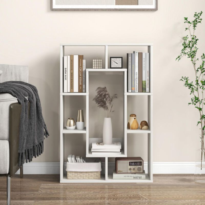 Hivvago 7-Cube Geometric Bookshelf Modern Decorative Open Bookcase