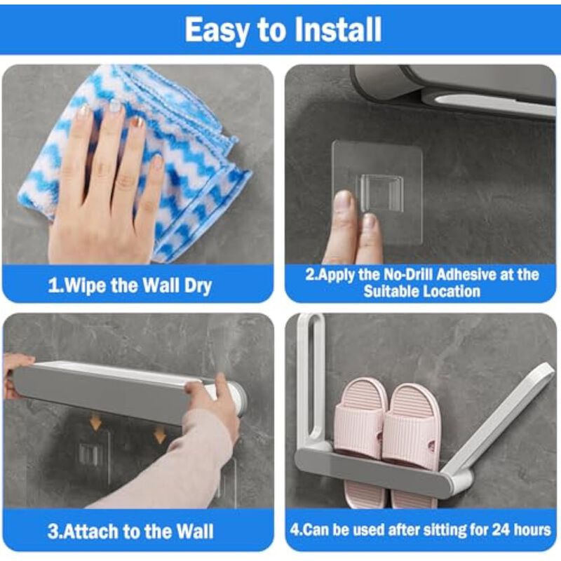 Shoe Organizer Closet Storage Gray 3 1 Foldable Wall Mounted image number 3