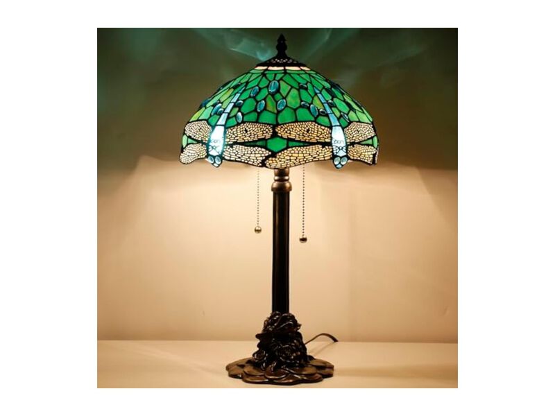Tiffany Style Stained Glass Dragonfly Table Lamp For Living Room Bedroom Desk image number 3