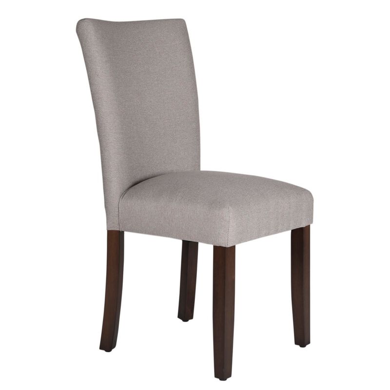 Fabric Upholstered Wooden Parson Dining Chair with Splayed Back, Gray and Brown image number 0