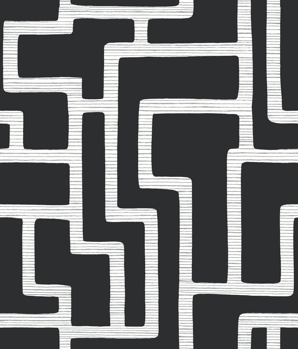 Graphic Polyomino Black & White Wallpaper