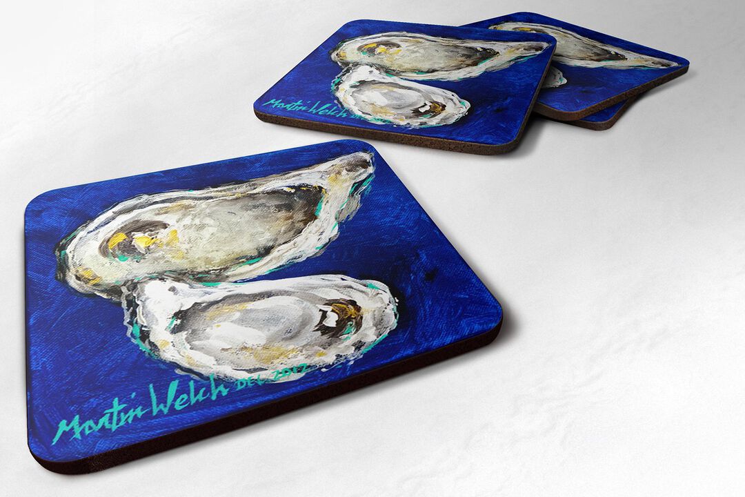 Caroline's Treasures MW1002FC Oyster Ate Dat Foam Coasters (Set of 4), 3.5 H x 3.5 W, Multicolor