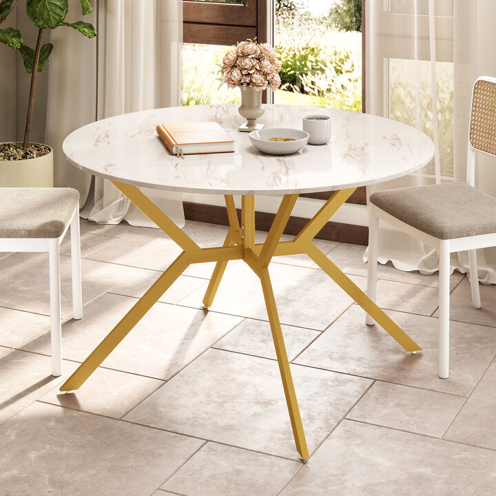 Extendable Round Kitchen Dining Table with Folding Drop Leaves