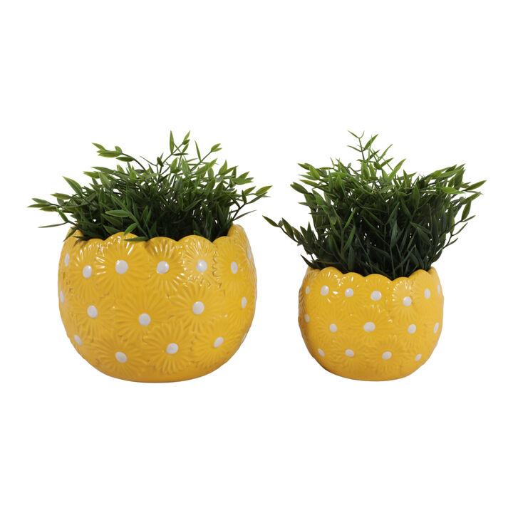 S/2 6/8" Daisy Planters