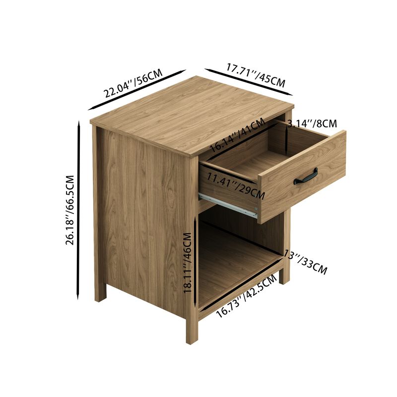 Assembled Wood Nightstand 1-Drawer 1-Shelf image number 6