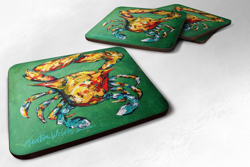 Caroline's Treasures MW1072FC Crab Two Snaps Foam Coasters (Set of 4), 3.5 H x 3.5 W, Multicolor