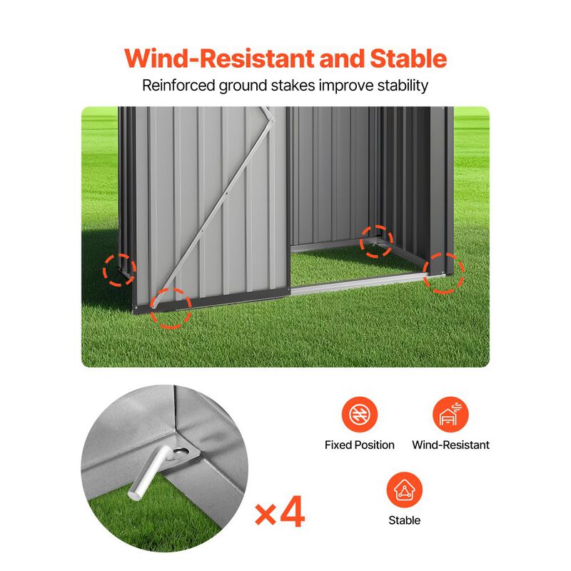 Outdoor Metal Storage Shed with Lockable Door, Sloped Roof for Garden, Patio & Backyard-Black image number 3