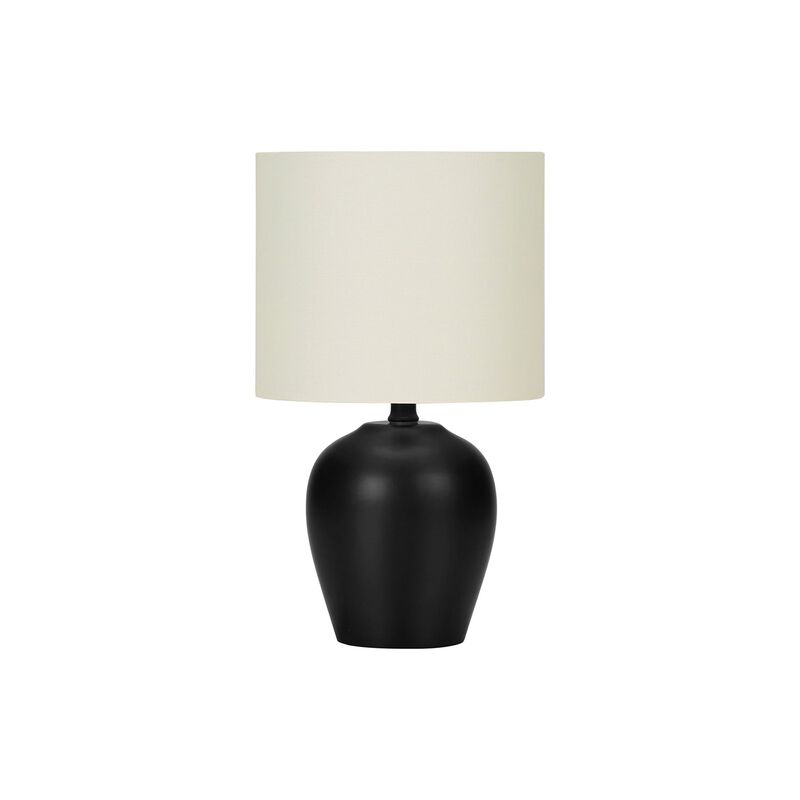 Monarch Specialties I 9738 - Lighting, 17"H, Table Lamp, Black Ceramic, Ivory / Cream Shade, Transitiona