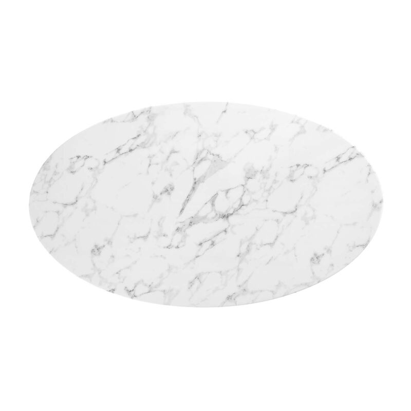 Modway - Lippa 	54" Oval Artificial Marble Dining Table Gold White