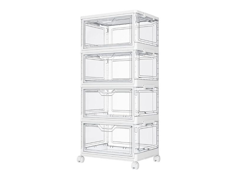 Clear Storage Bins with Lids 4-Tier Plastic Bins with Wheels  Stackable Storage image number 0
