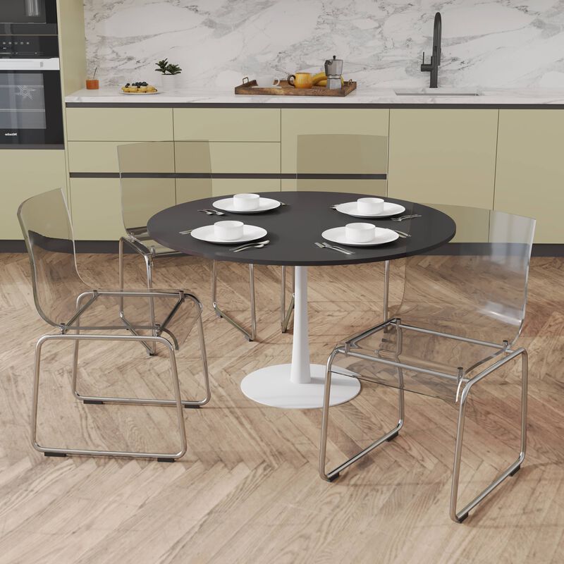 LeisureMod Lima Modern Acrylic Chair with Molded Seat and Chrome Legs, Stylish and Durable Design Perfect for Kitchen, Dining Room, Office, or Lounge