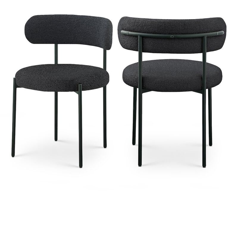 Meridian Furniture Beacon Black Boucle Fabric Dining Chair, Set of 2