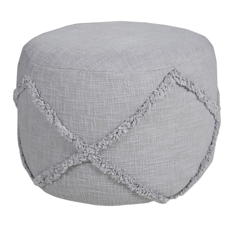 Cotton Cylinder Geometric Pouf Ottoman &ndash; Round Upholstered Footrest for Living Room