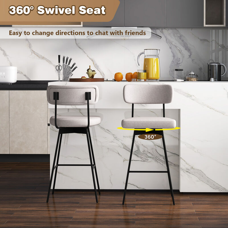 Set of 2 Upholstered Swivel Bar Stools Counter Height for Comfort and Style