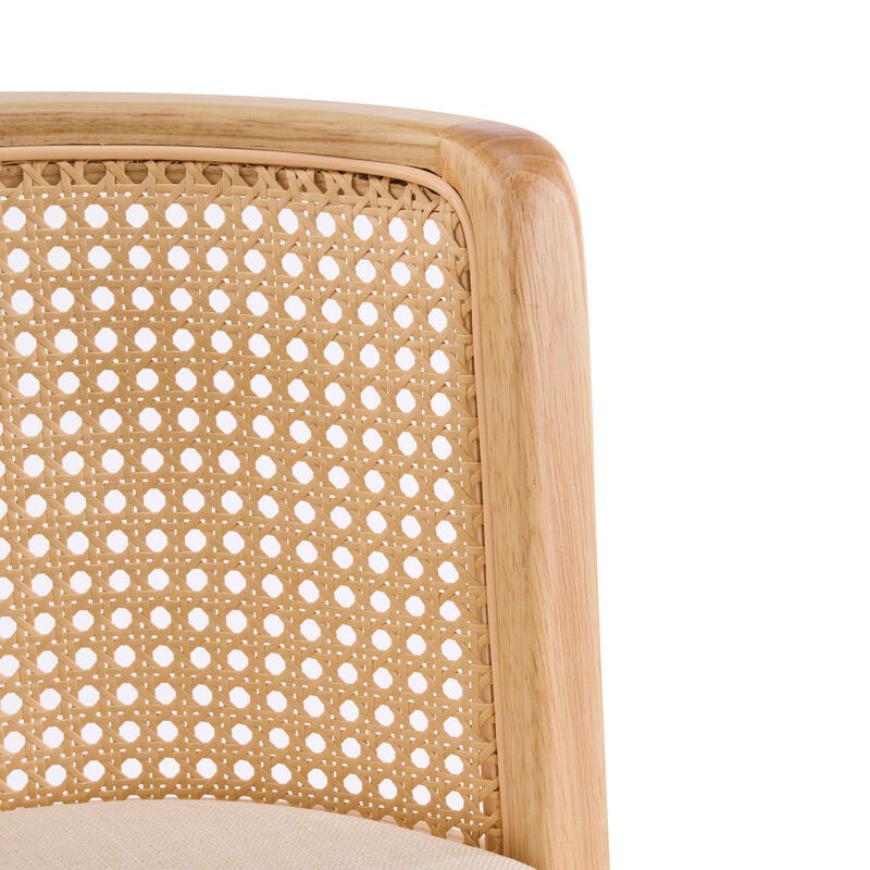 Christopher Knight Home Lyric Modern Woven Rattan Rubberwood Upholstered Counter Stools with Rattan Curved Backrest (Set of 4) image number 9