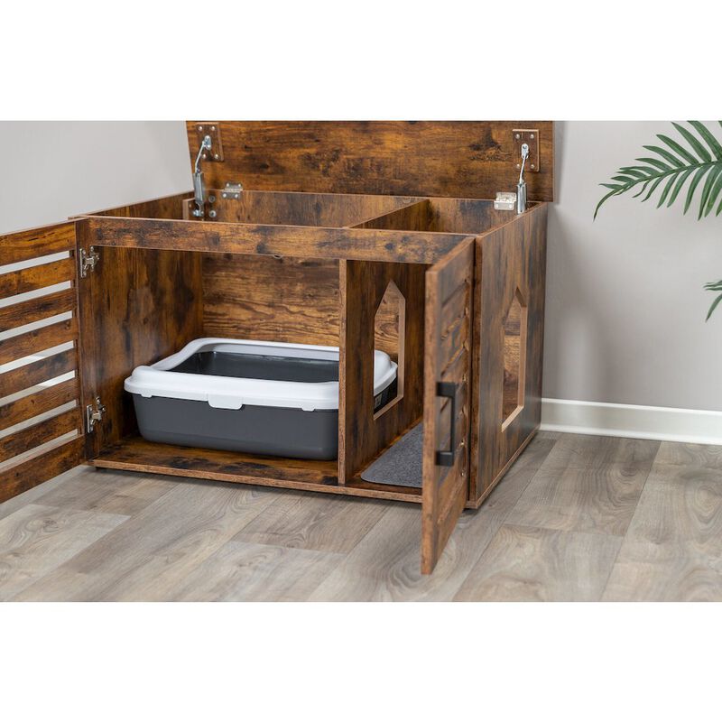 TRIXIE XL Farmhouse Litter Box Enclosure, Hidden Litter Box Cabinet or End Table image number 7