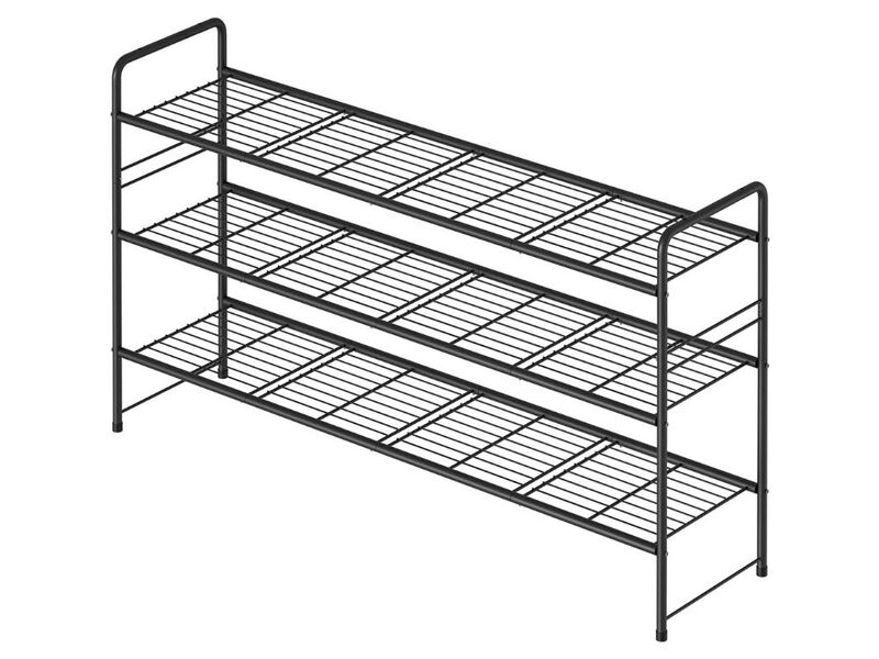 Metal Shoe Organizer 3 Tier Closet Storage Black Rack image number 0