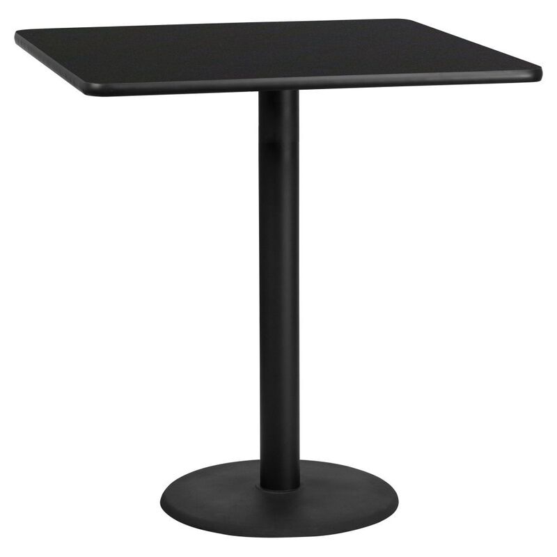 Flash Furniture 42'' Square Black Laminate Table Top with 24'' Round Bar Height Table Base image number 0