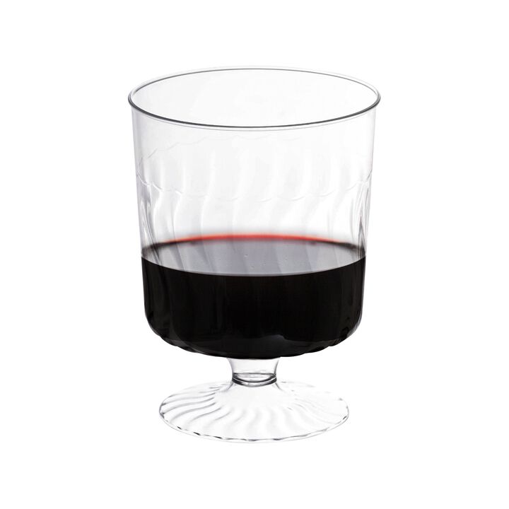 8 oz. Clear Plastic Pedestal Wine Glasses (240 Glasses)