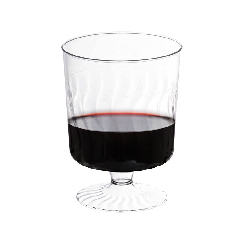 8 oz. Clear Plastic Pedestal Wine Glasses (240 Glasses) image number 1