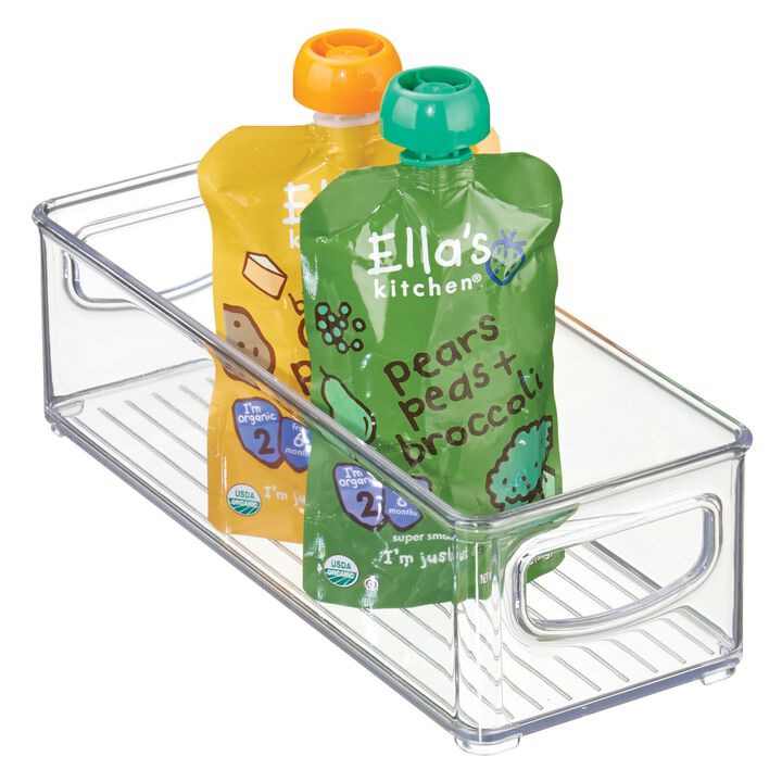 mDesign Small Plastic Nursery Storage Container Bin with Built-In Handles, Clear