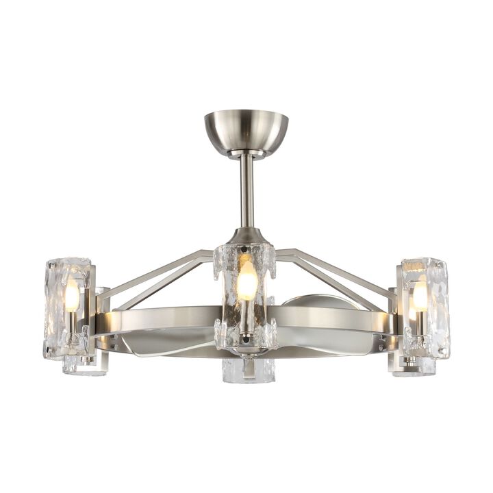 34" Modern Nickel 6-Light Ceiling Fan with Remote Control