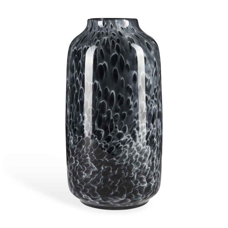 HomeRoots 15" Black Mottled Cylinder Glass Table Vase image number 2