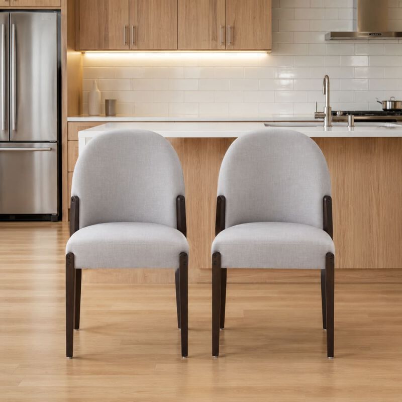GOODSILO Set of 2 Mid-Century Modern Upholstered Dining Chairs, Sturdy Seating for Kitchen, Dining Room and Small Space Use image number 3