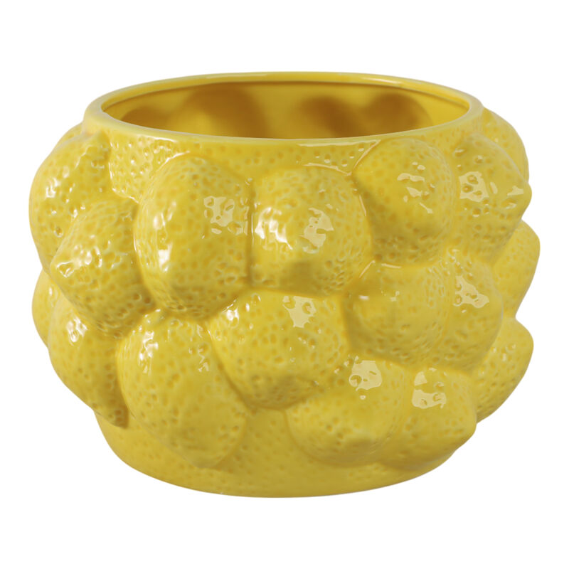 8" Lemons Flower Pot, Yellow image number 1
